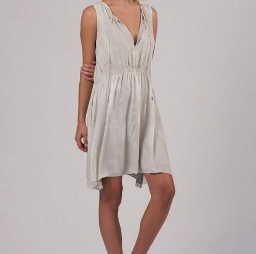 ATM S/P Anthony Thomas Melillo sleeveless mini dress in a beige watercolor print